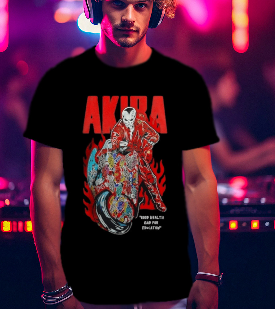 Akira Good For Health Bad For Education Iconic Motorcycle T-Shirt