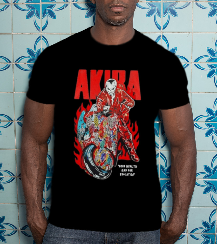 Akira Good For Health Bad For Education Iconic Motorcycle T-Shirt
