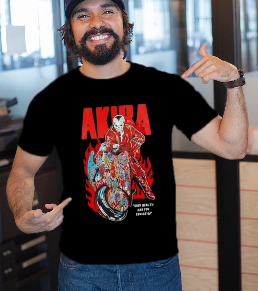Akira Good For Health Bad For Education Iconic Motorcycle T-Shirt