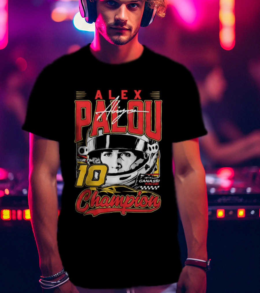 Alex Palou Autograph 10 Champion Racing Helmets T-Shirt