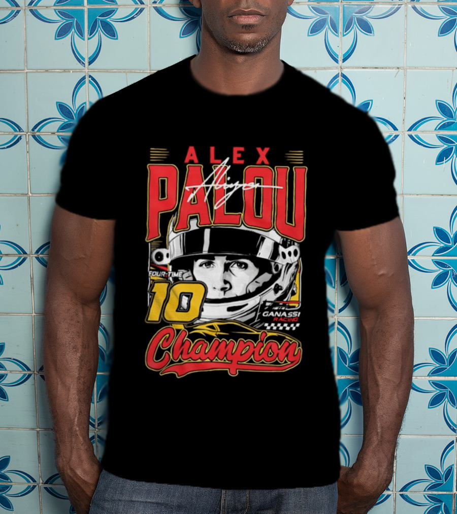 Alex Palou Autograph 10 Champion Racing Helmets T-Shirt