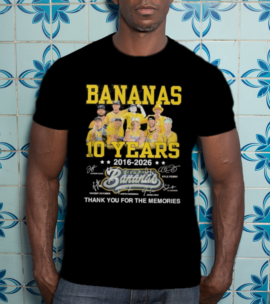 Bananas Baseball 10 Years 2016 2026 Thank You For The Memories T-Shirt