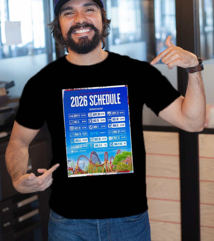 New England Patriots 2026 Schedule Ticketmaster September To January Kickoffs T-Shirt