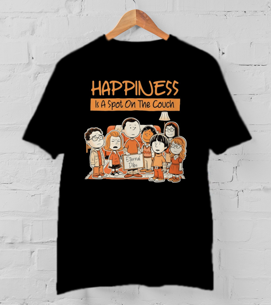 Happiness Is A Spot On The Couch Eternal Dibs Peanuts Style Scene T-Shirt