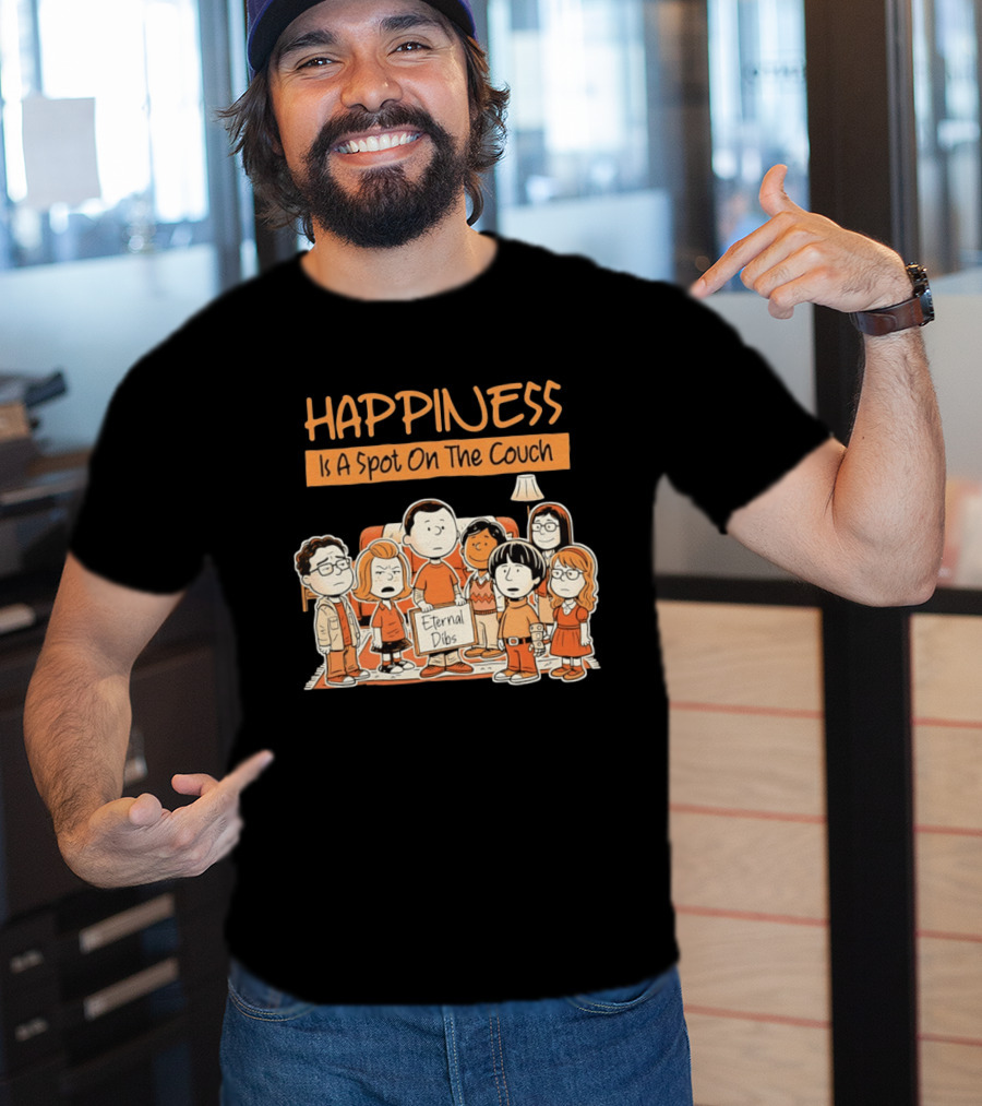 Happiness Is A Spot On The Couch Eternal Dibs Peanuts Style Scene T-Shirt