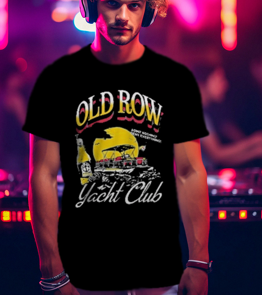 Old Row Yacht Club Retro Nautical Theme With Sailboat And Sunset T-Shirt