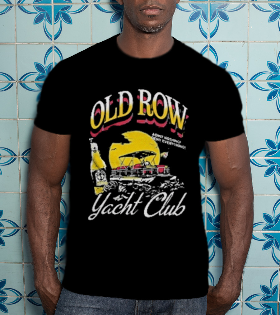 Old Row Yacht Club Retro Nautical Theme With Sailboat And Sunset T-Shirt