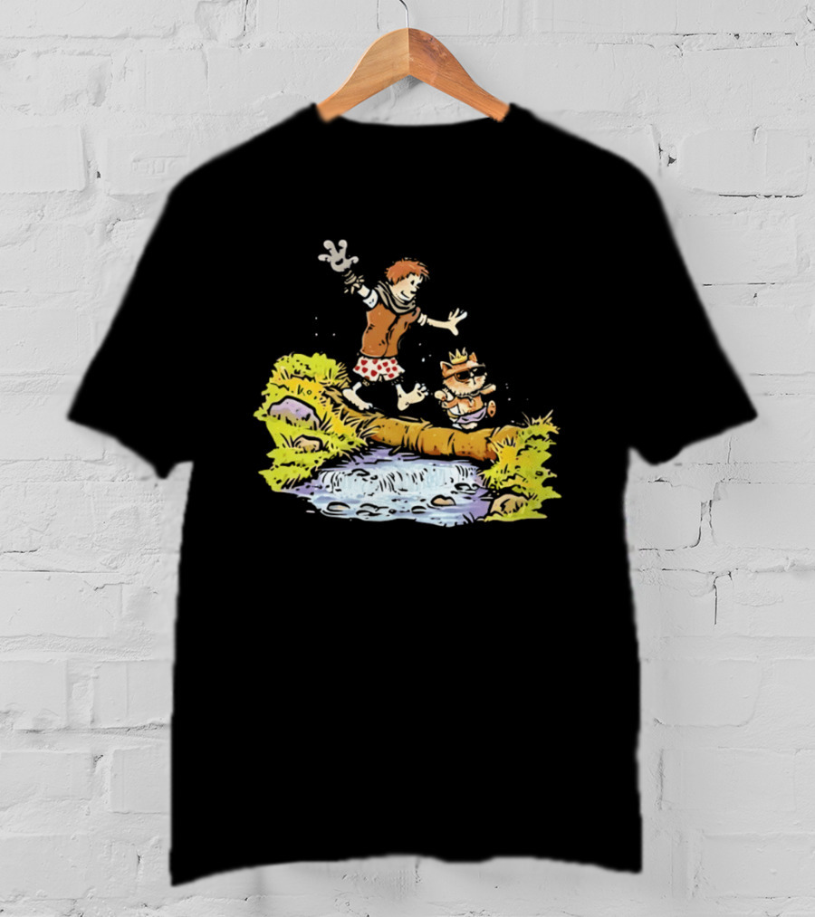 Princess Donut Calvin And Hobbes Comic Adventure Carl Crossing Log T-Shirt