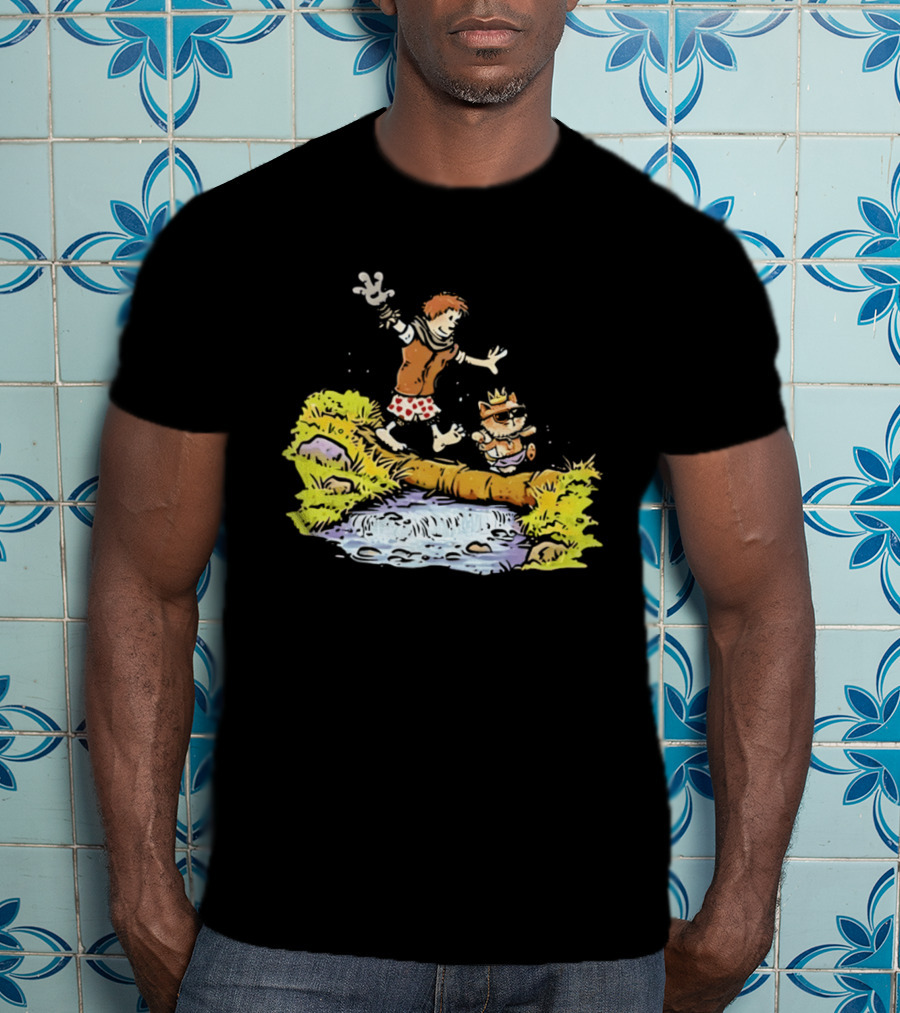 Princess Donut Calvin And Hobbes Comic Adventure Carl Crossing Log T-Shirt