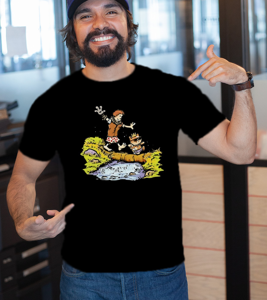 Princess Donut Calvin And Hobbes Comic Adventure Carl Crossing Log T-Shirt