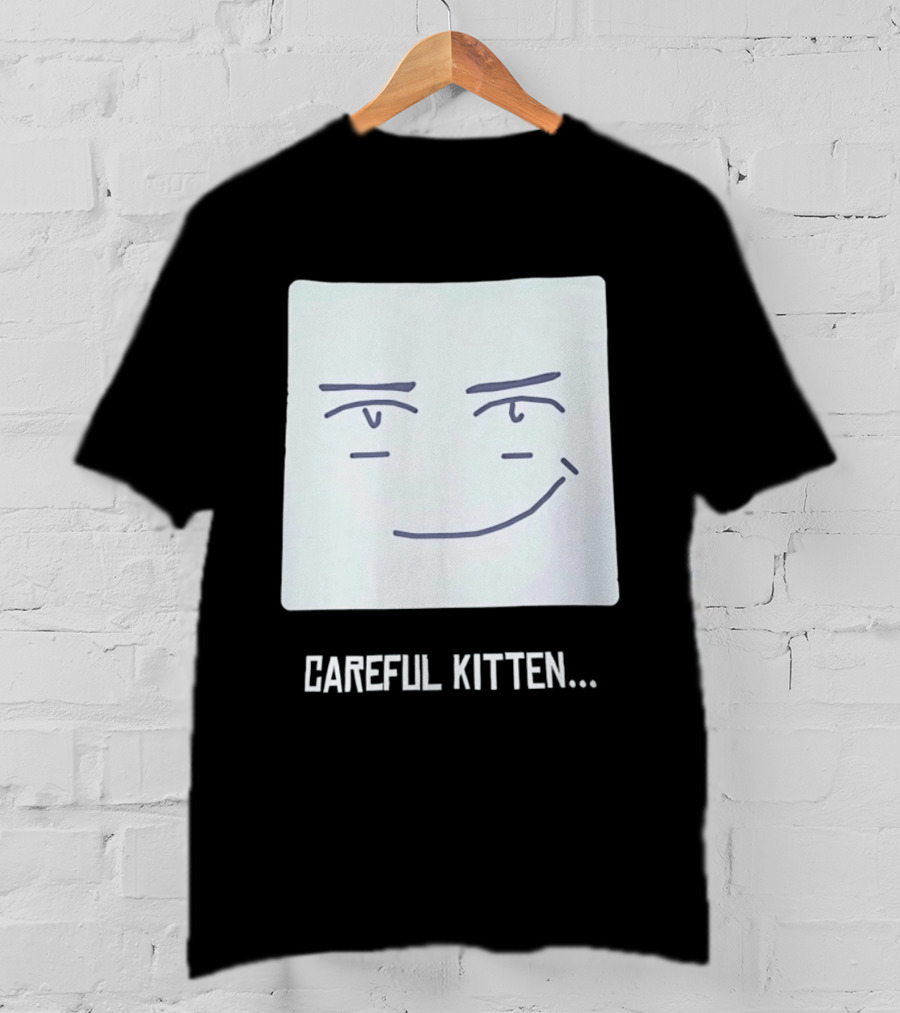 Roblox Man Face Careful Kitten Meme T-Shirt