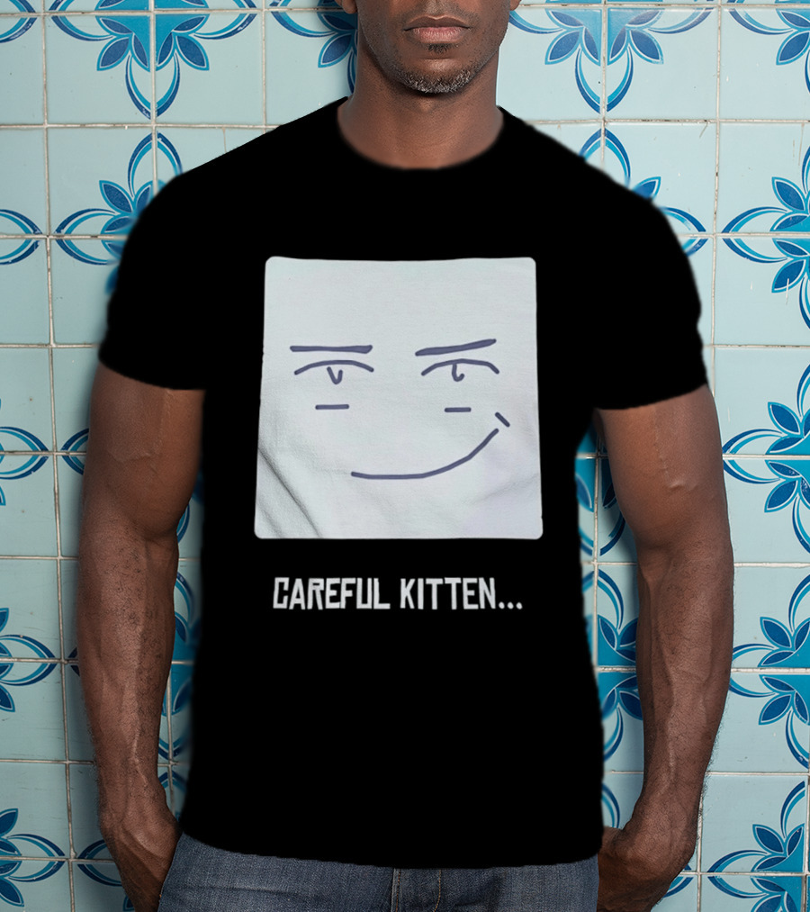 Roblox Man Face Careful Kitten Meme T-Shirt