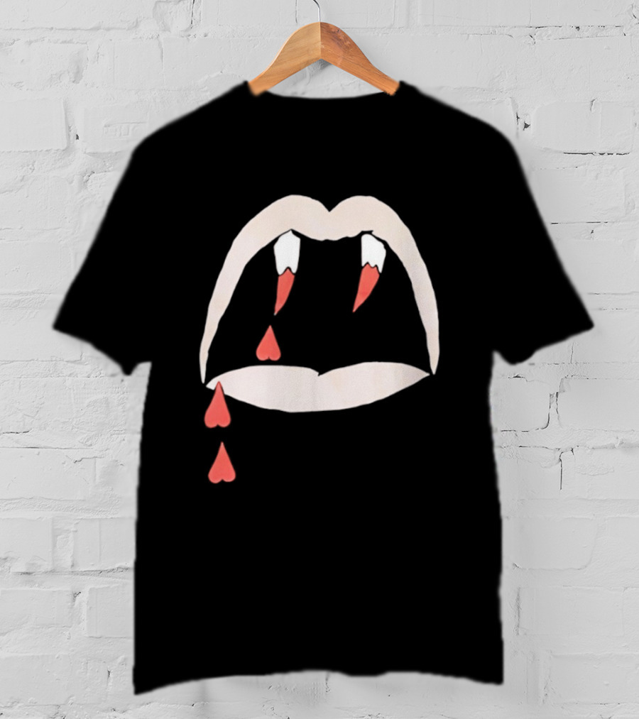 Saint Laurent AW14 Bloodluster Vampire Teeth And Blood Drops T-Shirt