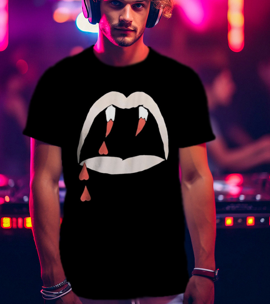 Saint Laurent AW14 Bloodluster Vampire Teeth And Blood Drops T-Shirt