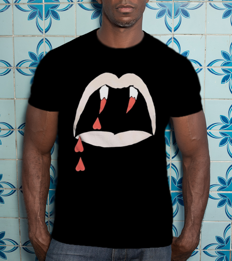 Saint Laurent AW14 Bloodluster Vampire Teeth And Blood Drops T-Shirt