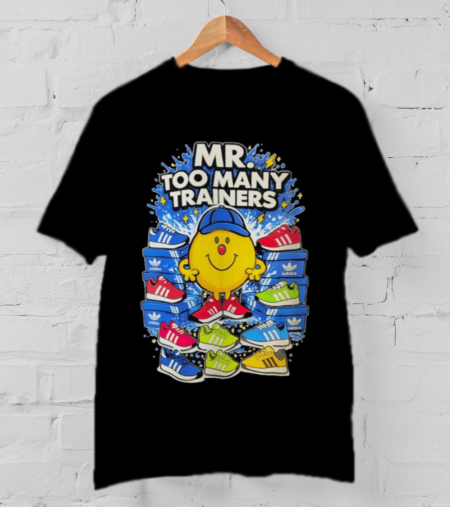 Mr Too Many Trainers Adidas Shoe Boxes Fun Sports T-Shirt