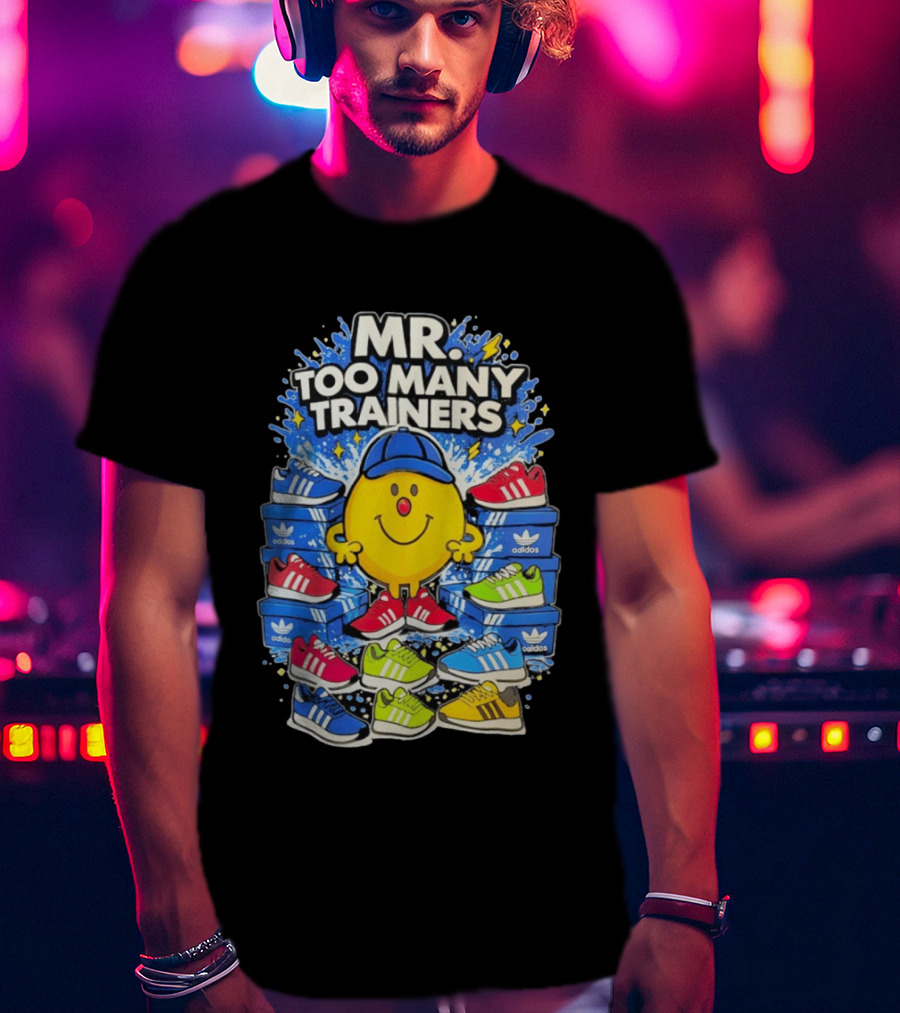 Mr Too Many Trainers Adidas Shoe Boxes Fun Sports T-Shirt