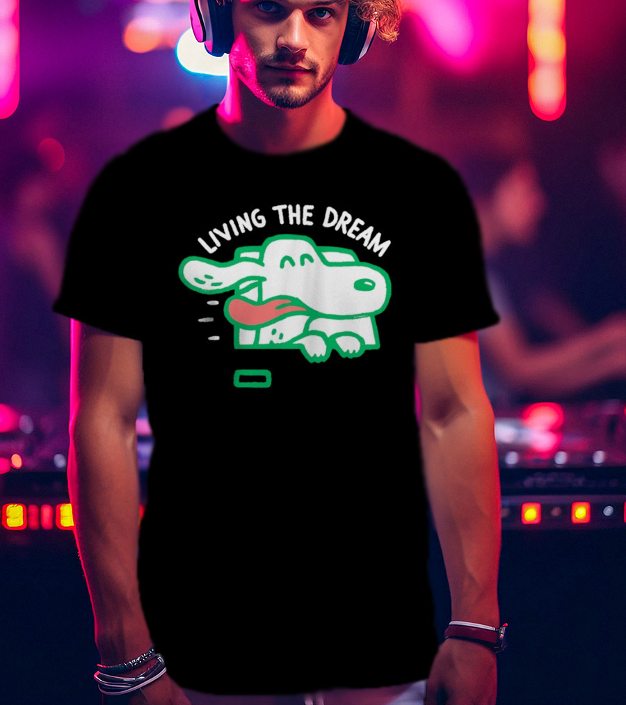 Living The Dream Dog Joyfully Enjoying Car Ride With Head Out The Window T-Shirt