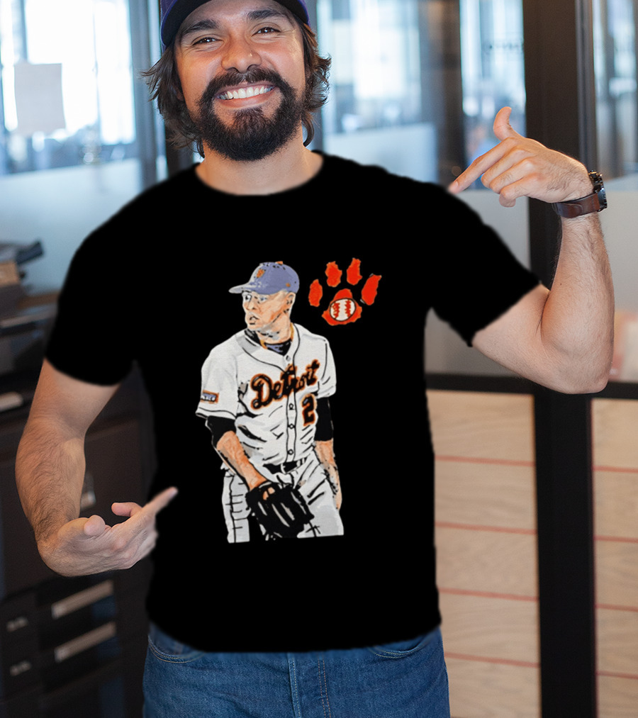 Detroit Tigers Tarik Skubal Baseball Cartoon Character With Paw Print And Baseball T-Shirt