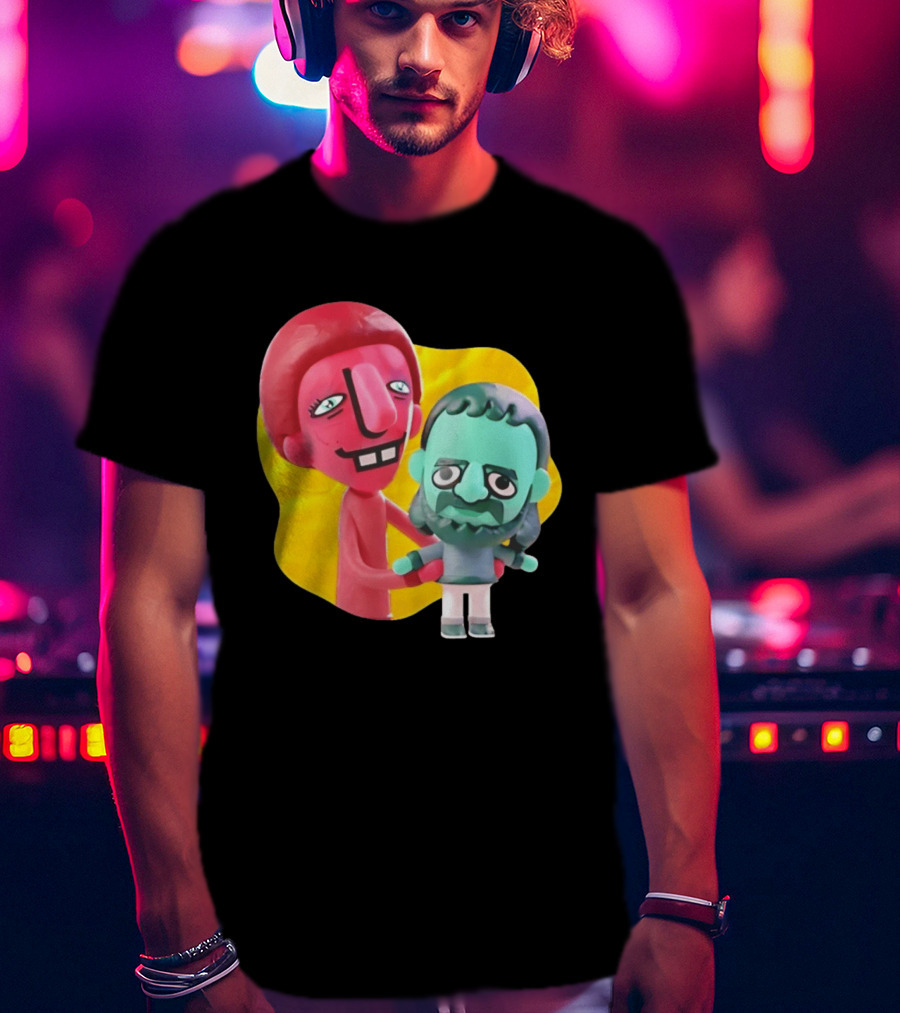The Best Buds Colorful Character Figures Hugging Playful T-Shirt