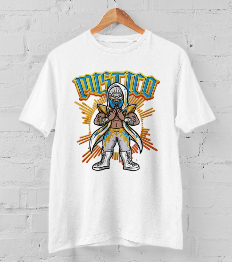 Mistico Cartoon Wrestler Sunburst AEW Lucha Libre T-Shirt