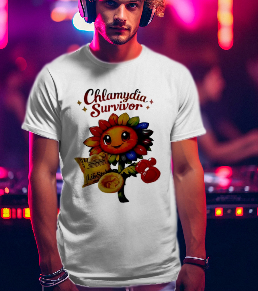 Chlamydia Survivor Rainbow Sunflower LifeStyles Condom Sexual Health Awareness STI STD T-Shirt