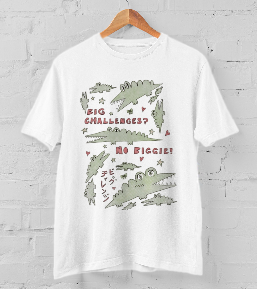 Crocodile Big Challenges No Biggie Fun Green T-Shirt