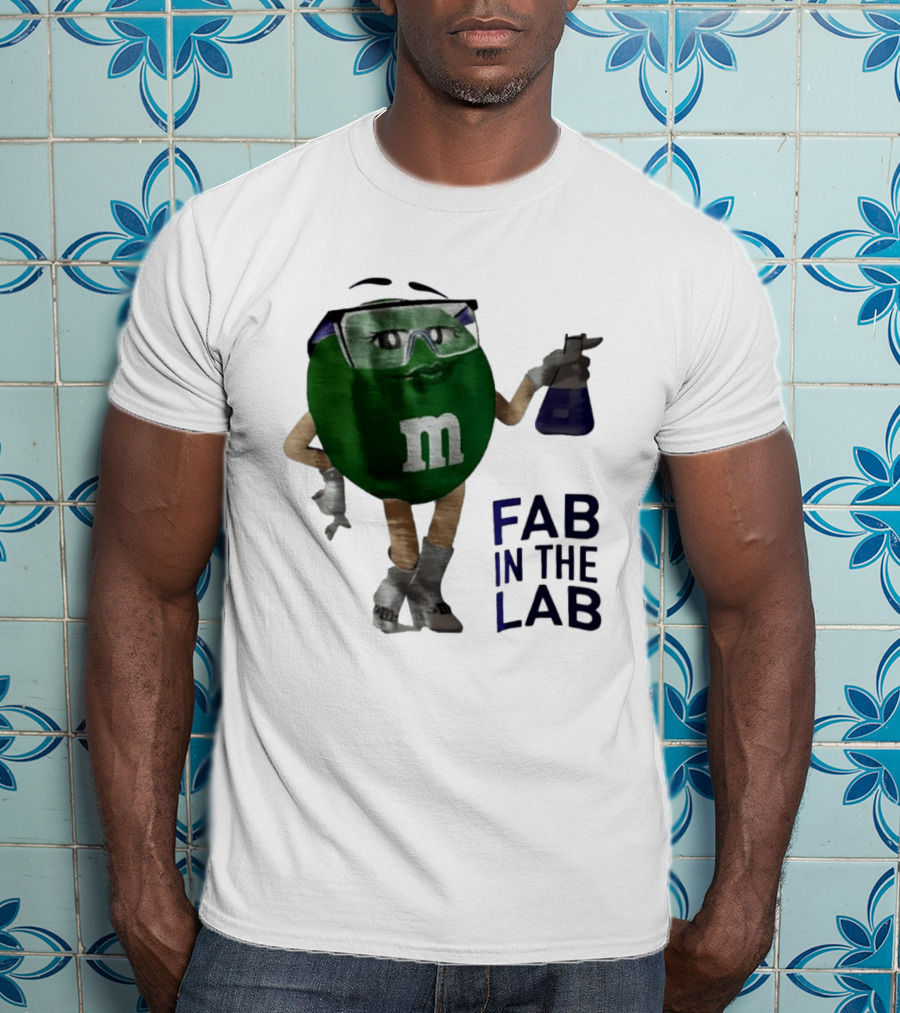 Green M&M Fab In The Lab Safety Goggles Flask T-Shirt