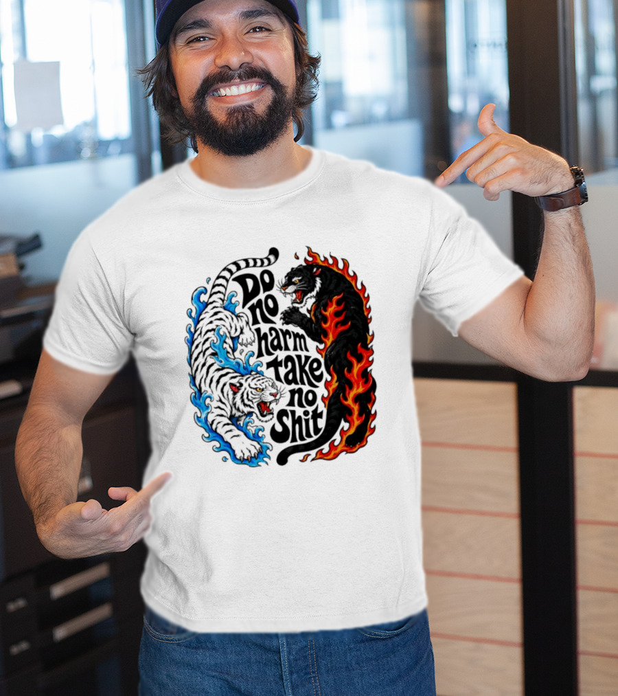 Do No Harm Take No Shit Blue Tiger And Fire Panther T-Shirt
