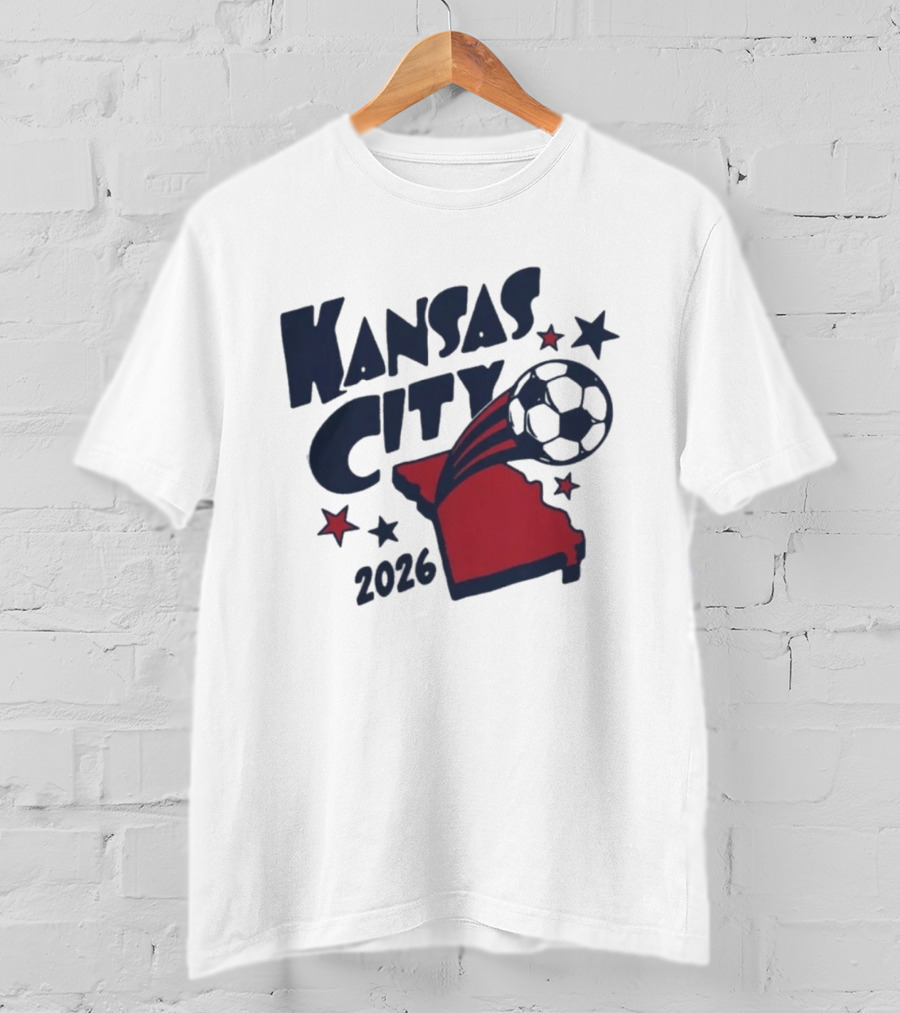 Kansas City 2026 Soccer Missouri State Map Stars Ball T-Shirt