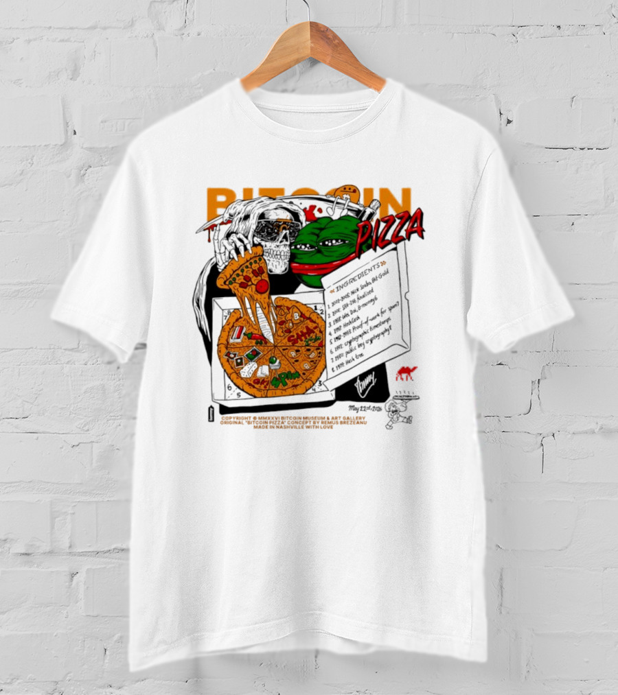 Kermit The Frog Pepe Pizza Ingredients Bitcoin Meme T-Shirt
