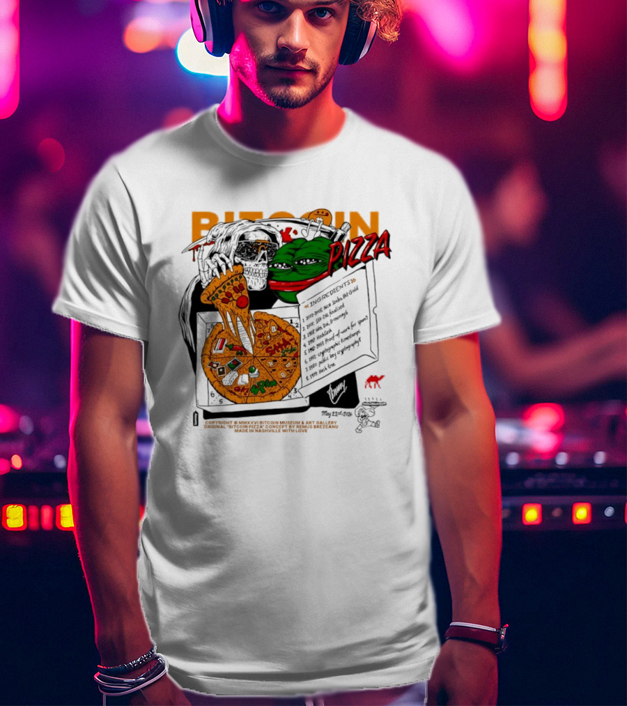 Kermit The Frog Pepe Pizza Ingredients Bitcoin Meme T-Shirt