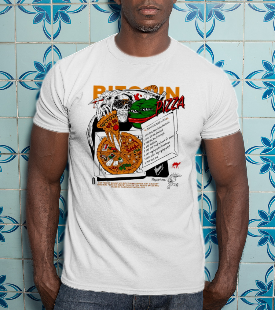 Kermit The Frog Pepe Pizza Ingredients Bitcoin Meme T-Shirt