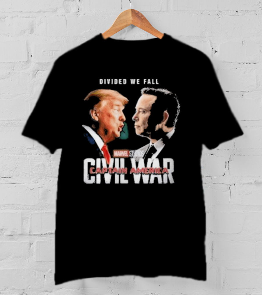 Marvel Studios Civil War Divided We Fall Captain America Trump Vs Elon T-Shirt