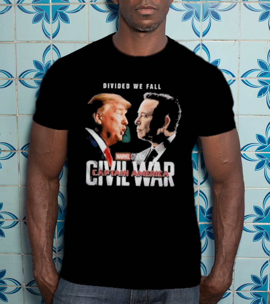Marvel Studios Civil War Divided We Fall Captain America Trump Vs Elon T-Shirt
