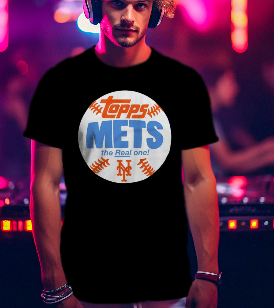 New York Mets Topps The Real One Baseball Shape T-Shirt