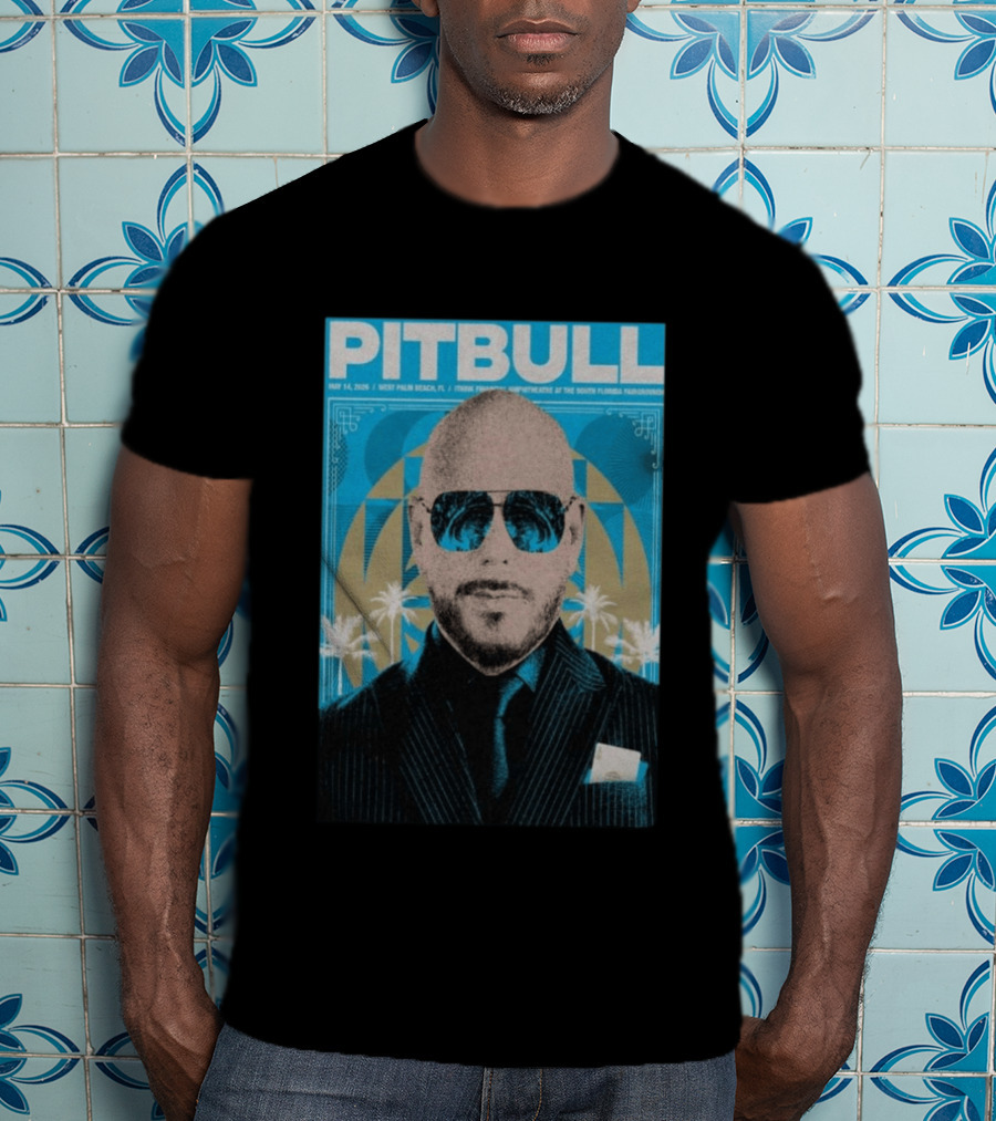 Pitbull West Palm Beach FL May 14 2026 ITHINK Financial Amphitheatre Tour South Florida Fairgrounds T-Shirt