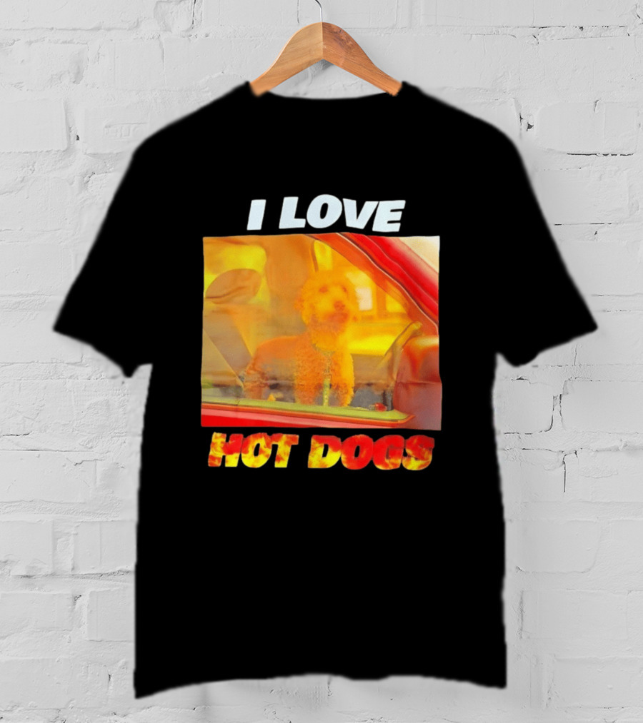 I Love Hot Dogs Poodle In Car T-Shirt