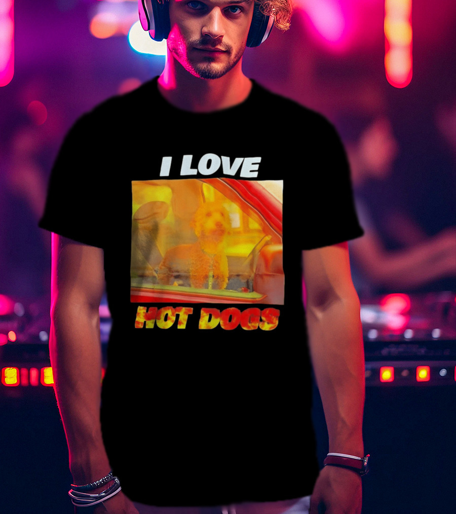 I Love Hot Dogs Poodle In Car T-Shirt