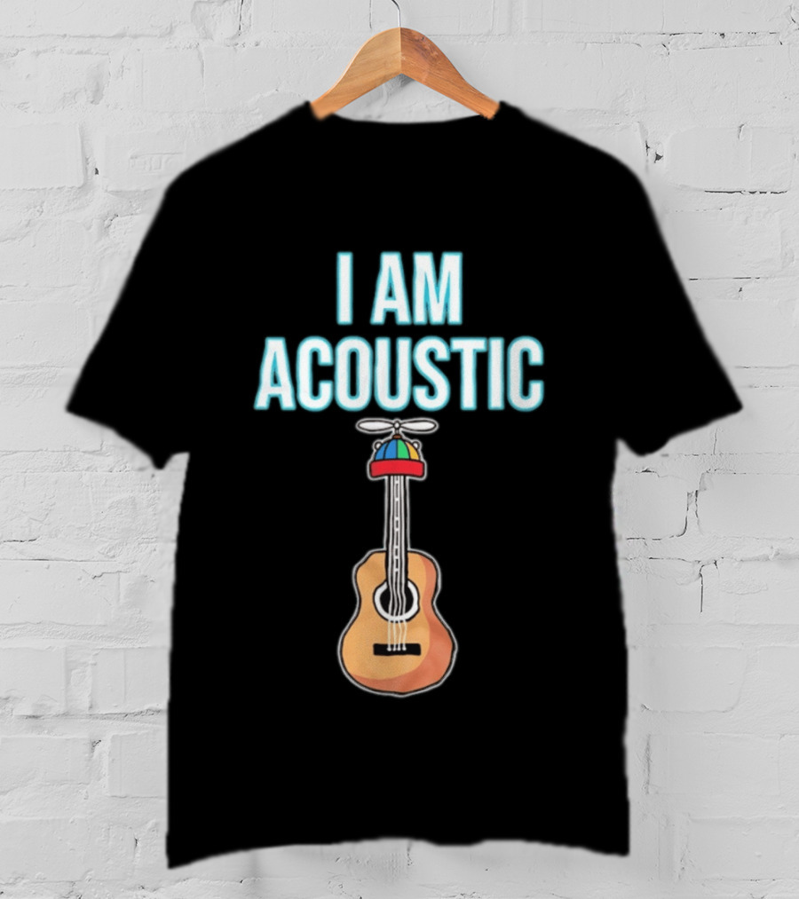 I Am Acoustic Guitar With Beanie Propeller Hat T-Shirt