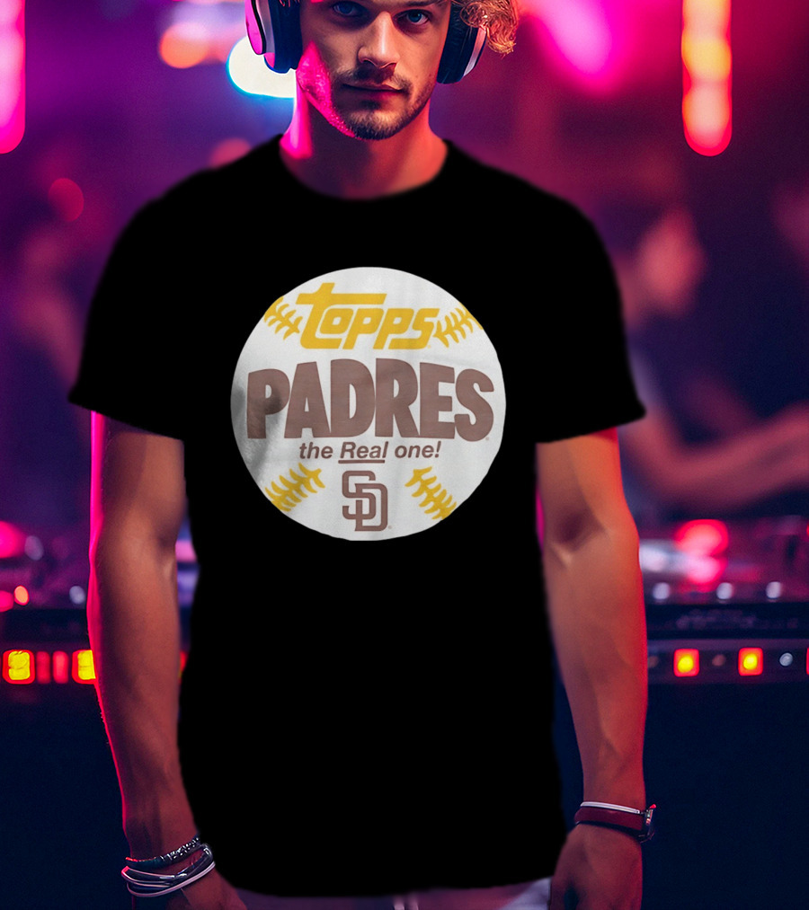Topps Padres The Real One SD Logo Baseball Shape T-Shirt