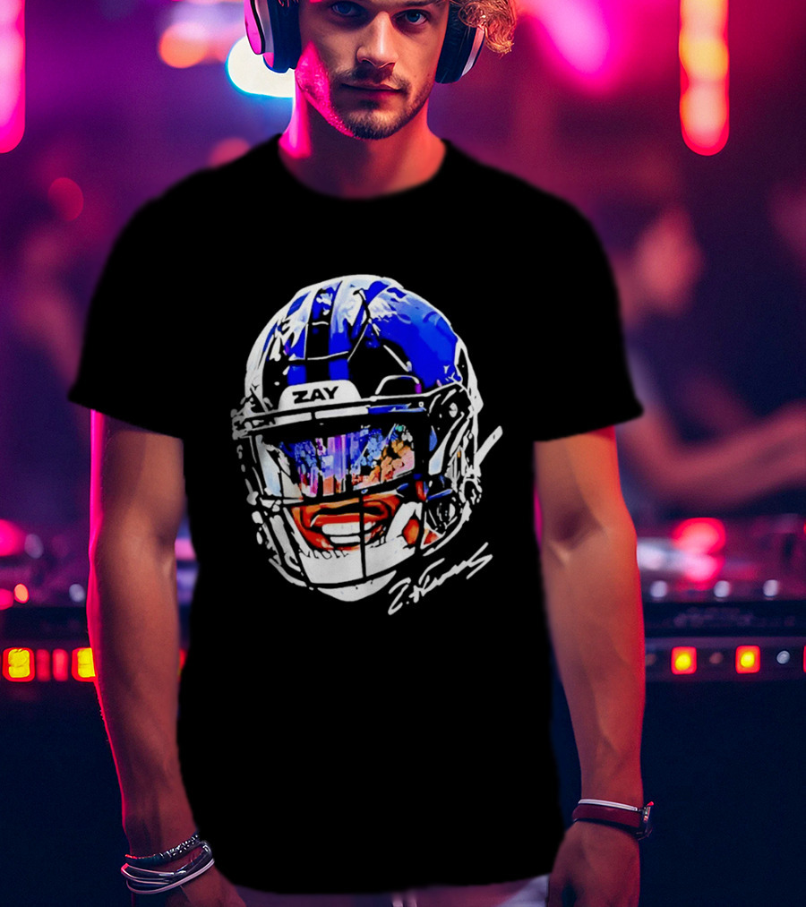 Zay Flowers Baltimore Ravens Big Face Helmet T-Shirt