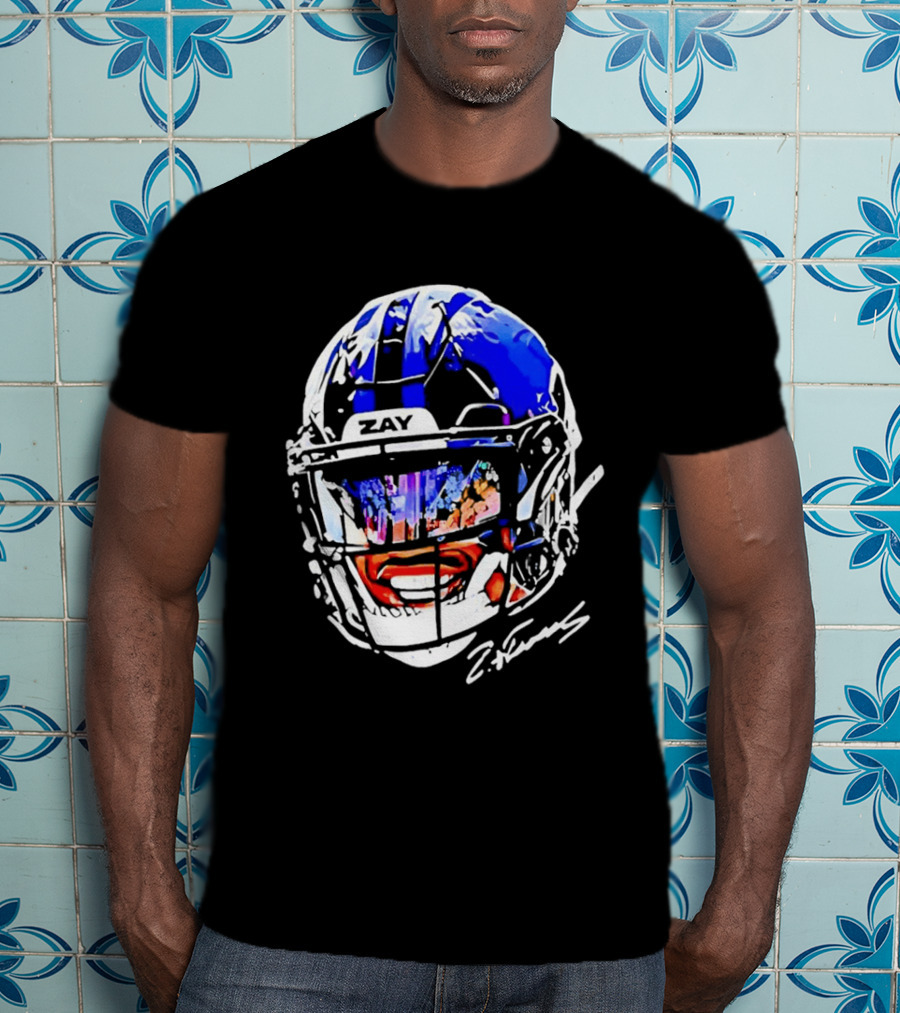 Zay Flowers Baltimore Ravens Big Face Helmet T-Shirt