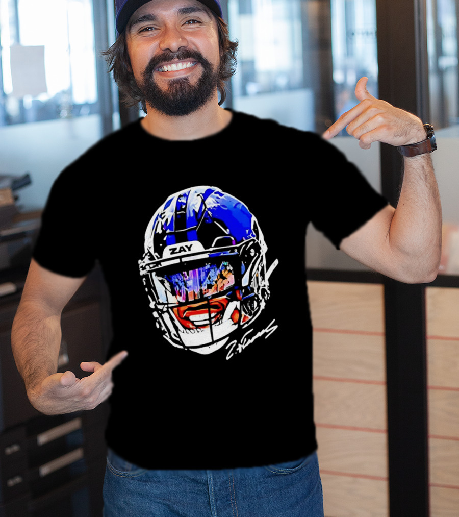 Zay Flowers Baltimore Ravens Big Face Helmet T-Shirt