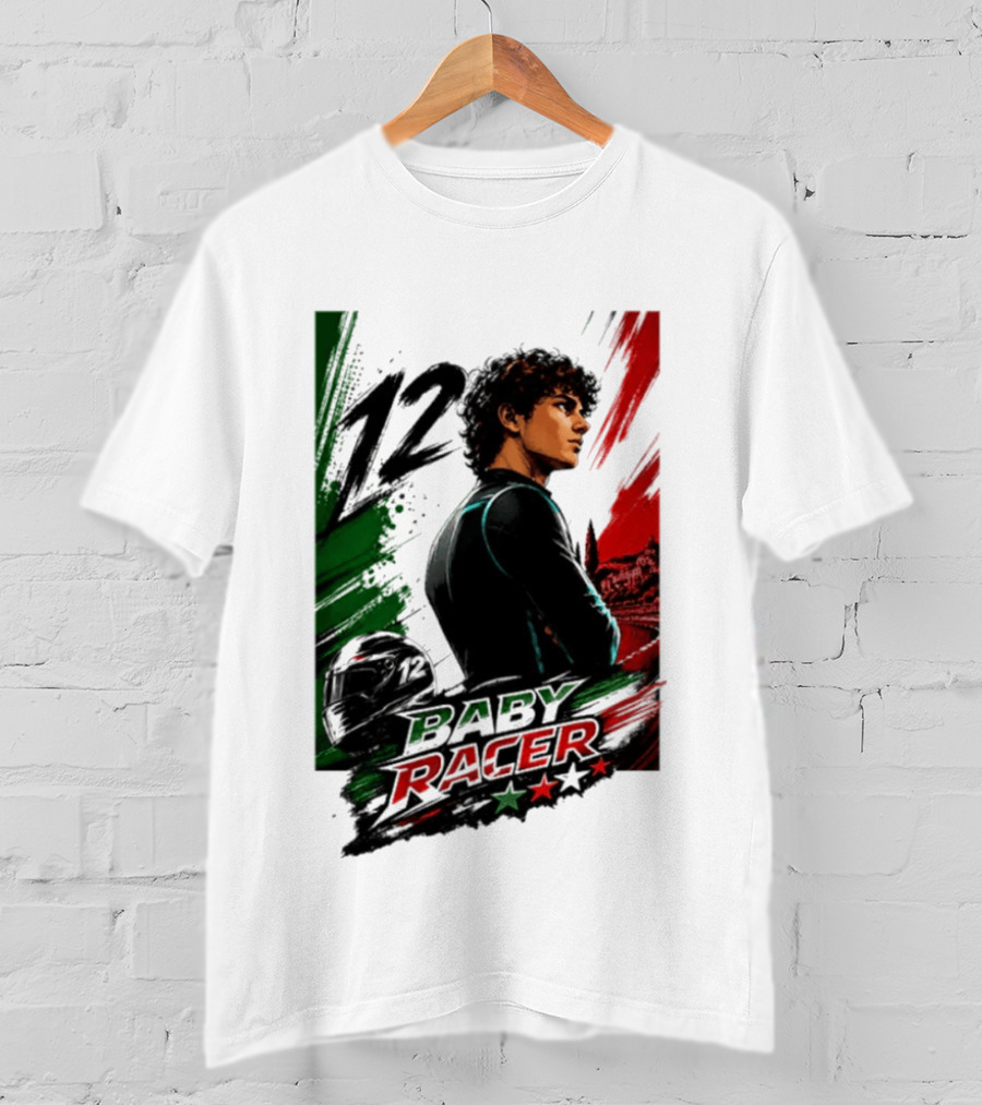 12 Baby Racer Italy Flag Motorcycle Racing Art With Italian T-Shirt