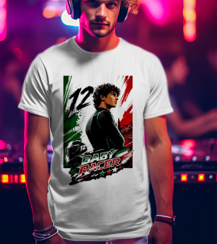 12 Baby Racer Italy Flag Motorcycle Racing Art With Italian T-Shirt