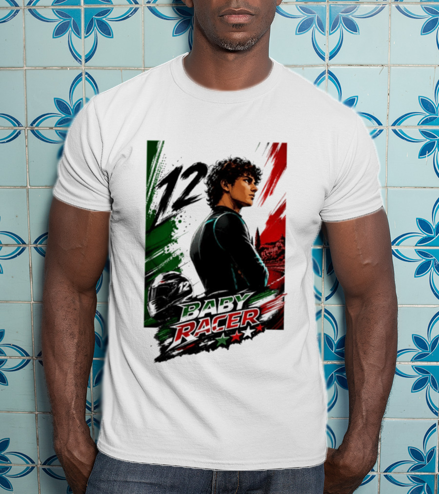 12 Baby Racer Italy Flag Motorcycle Racing Art With Italian T-Shirt