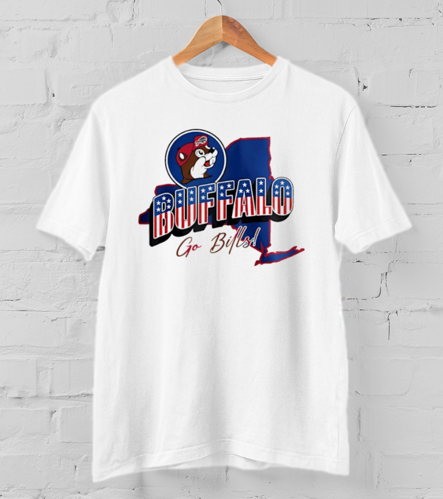 Buffalo Bills Buc Ee's Patriotic Go Bills Map T-Shirt