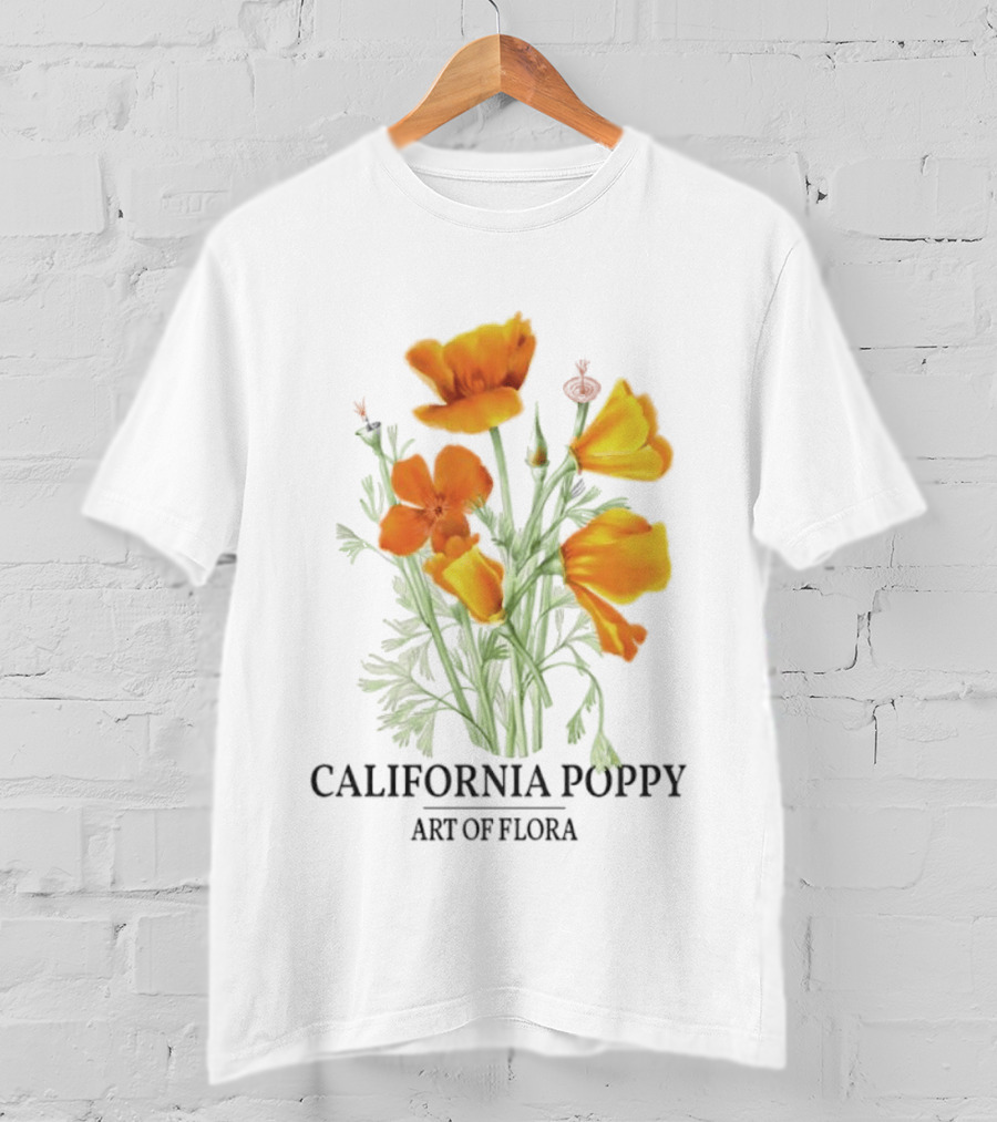 California Poppy Art Of Flora Botanical Nature T-Shirt
