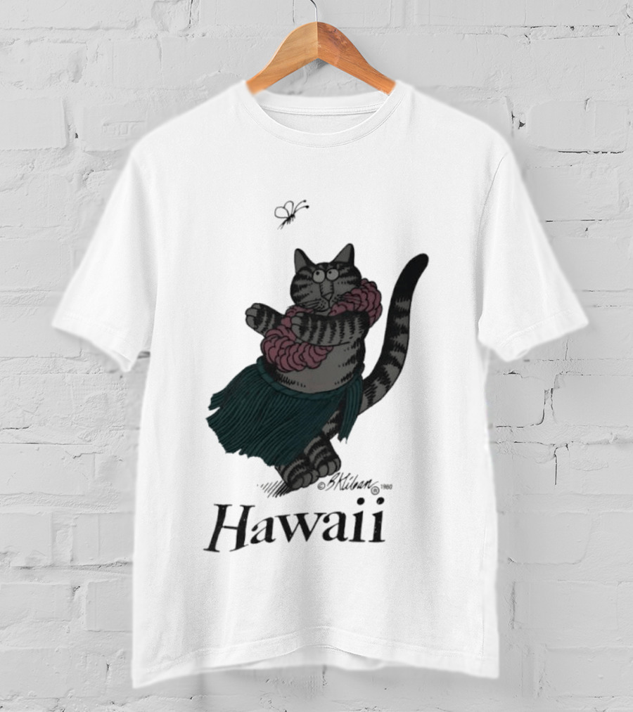 B Kliban Cat In Hula Skirt Hawaii T-Shirt